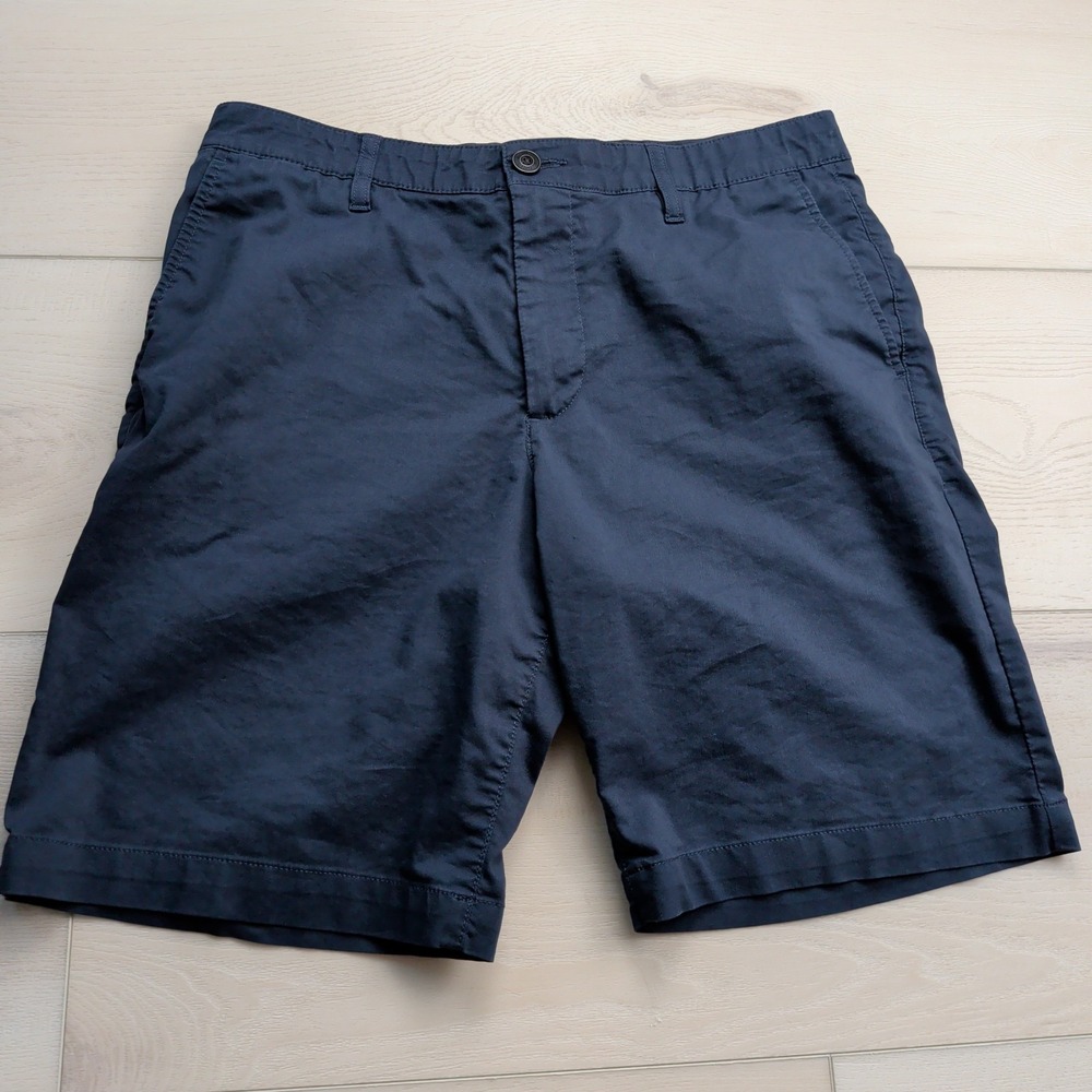 Faherty Movement Chino Shorts Mens 32 Navy Blue 9" Organic Cotton Stretch Blend